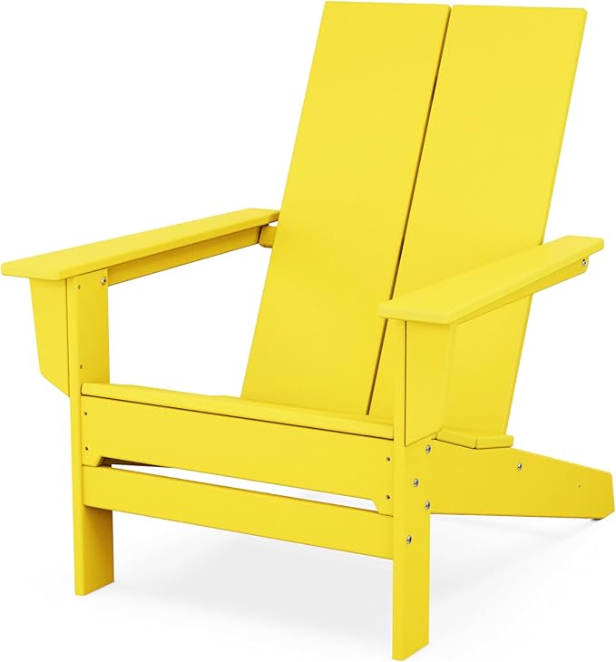 POLYWOOD Contemporary Modern Oversized Adirondack Chair in Lemon