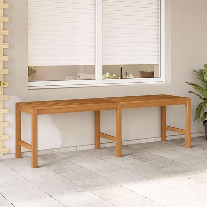 Solid Teak Wood Garden Bench 59.1 Inch Long Durable Outdoor Bench with Vintage Design for Patio Garden and Entryway