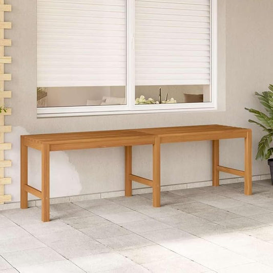 Solid Teak Wood Garden Bench 59.1 Inch Long Durable Indoor Outdoor Seating for Patio Entryway Vintage Design Easy Assembly Sturdy Construction