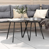 Garden Coffee Table Set of 2 Black Powder-Coated Steel Small Poolside Table Coffee Tables for Garden Backyard - Photo 1