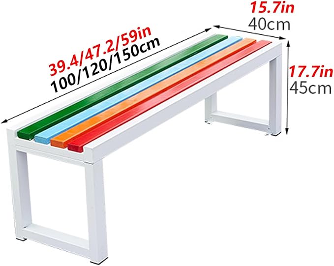 Outdoor Metal Garden Bench Seat, Park Benches with Anti-Rust Aluminum Steel Metal Frame, Slatted Seat, Patio Loveseat for Yard, Lawn, Porch, Choice of Colours(Color+White,A-59 * 15.7 * 17.7")