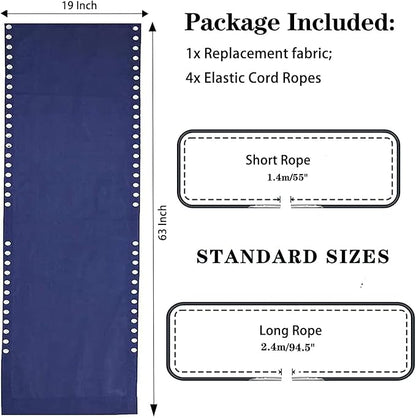Zero Gravity Chair Replacement Fabric with Bungee Cord Kit, 19 Inch Wide Repair Cloth with Replacement Cord for Anti Gravity Chairs Outdoor Recliner Patio Lounge Chair Lawn Beach Sling Chair, Blue