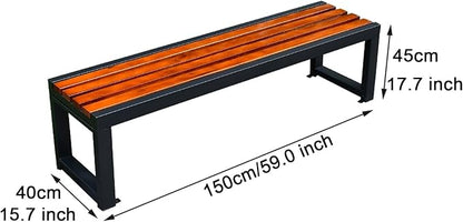 Outdoor Bench, Metal Park Bench Cast Iron Outdoor Benches Front Porch Outdoor Furniture for Patio, Garden Bench, Park, Lawn, Yard (Size : 150cm/59in)