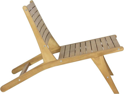 JONATHAN Y PAT2000A Leo Mid-Century Modern Wood Armless Outdoor Patio Chair Contemporary, Bohemian, Coastal, Transitional, Rustic, Natural