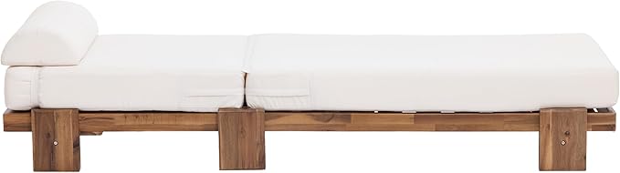 78.8'' Outdoor Patio Chaise Lounge Chair, Acacia Wood Adjustable Recliner with Headrest, Perfect for Terrace, Poolside - Photo 8