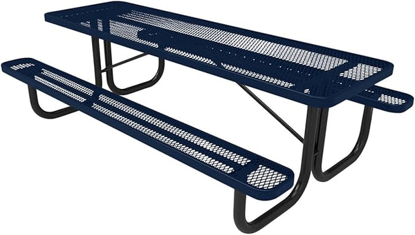 COATEDOUTDOORFURNITURE T8-TXTDBL Heavy Duty Rectangular Portable Picnic Table, 8 Ft, Textured Dark Blue, Made in America - Photo 1