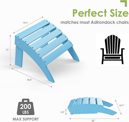 GREENVINES Adirondack-Ottoman | Set of 4 | HDPE Plastic | Outdoor Footrest | All Weather | Foot Rest | Foot Stool | Arctic | for Adirondack Chair | for Patio Backyard Pool