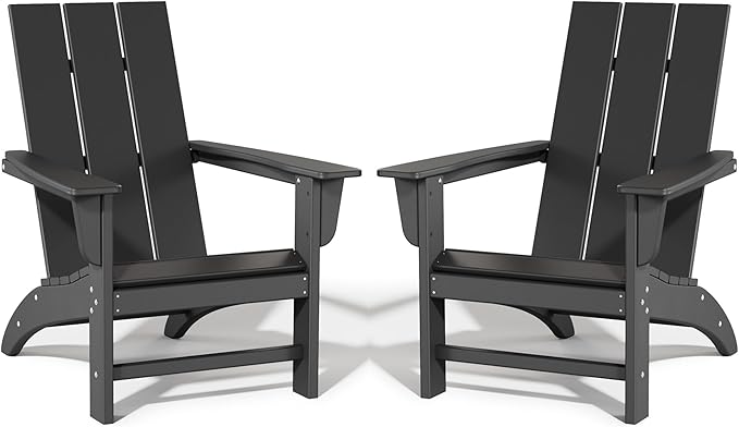 Poly Lumber Adirondack Chairs Set of 2, All-Weather Resistant Outdoor Patio Chairs, Look Like Wood - Photo 1