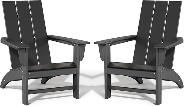 Poly Lumber Adirondack Chairs Set of 2, All-Weather Resistant Outdoor Patio Chairs, Look Like Wood - Photo 1