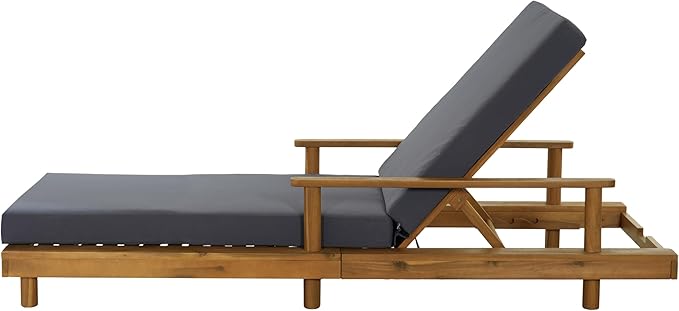 Christopher Knight Home Tuki Acacia Wood Chaise Lounge Chair Outdoor, Poolside Sun Lounger Recliner - Photo 6