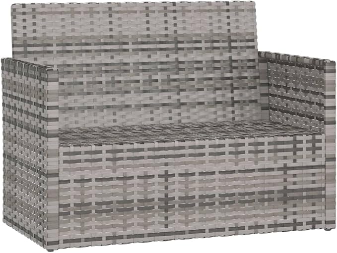 Patio Bench with Cushions Gray 41.3" Poly Rattan Deck Bench Outdoor Bench Garden Bench Porch Bench for patios, Gardens - Photo 4