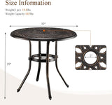 VINGLI 32" Outdoor Dining Table, Round Patio DiningTable with Umbrella Hole - Photo 3