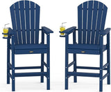 VINGLI Tall Adirondack Chairs Set of 2, All-Weather Plastic Adirondack Chair with Cup Holders - Photo 1