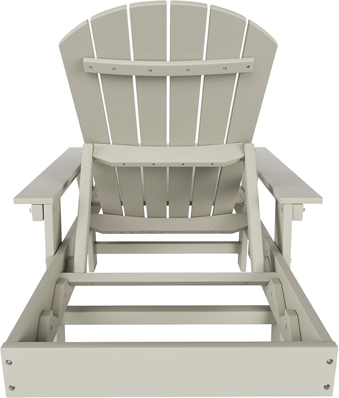 WestinTrends Dylan HDPE Outdoor Patio Poly Adirondack Reclining Chaise Lounge with Arms, Sand
