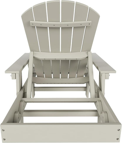 WestinTrends Dylan HDPE Outdoor Patio Poly Adirondack Reclining Chaise Lounge with Arms, Sand