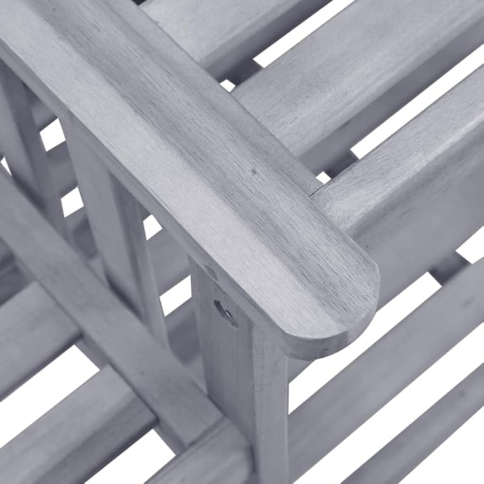 vidaXL Solid Acacia Wood Patio Chairs with Tea Table and Cushions - Garden Seats for Patio and Outdoor - Gray and - Photo 5
