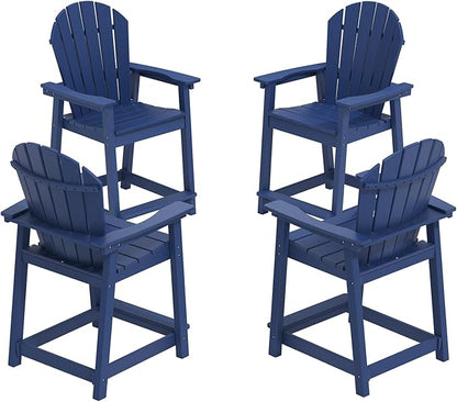 OTSUN Tall Modern Adirondack Chairs Set of 4, All Weather HDPE Bar Height Adirondack Stools Widened Durable Design for Porch Patio Yard Lawn Fire Pit Bistro Basement Indoors & Outdoors