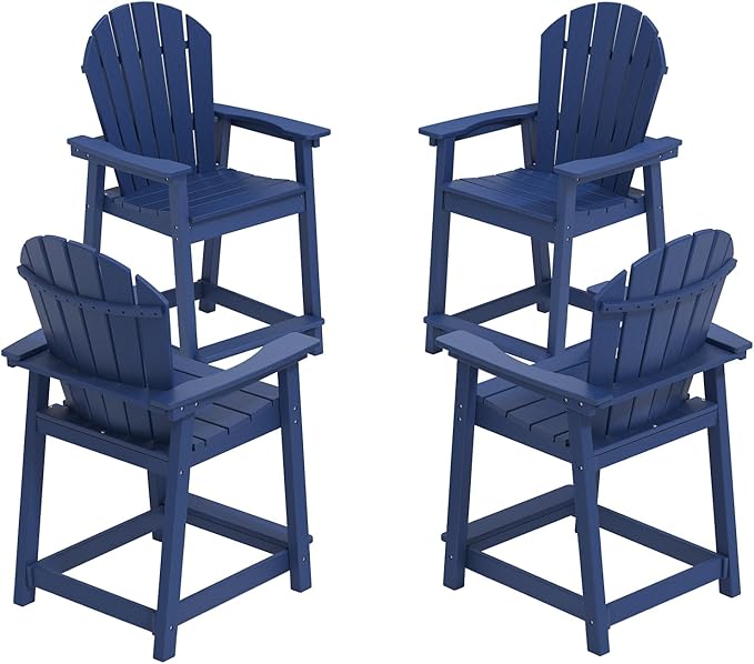 OTSUN Tall Adirondack Chairs Set of 4, HDPE Bar Height Outdoor Chairs, Adirondack Bar Stools for Patio Balcony & Porch - Photo 1