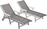 Outdoor Chaise Lounge Chair set of 2, 5-Position Adjustable Pool Lounge Chair with Wheels & Cup Holder - Photo 1