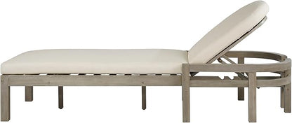 LUMISOL Outdoor Chaise Lounge Set of 2 Wood Patio Recliner Chairs with 5-Position Adjustable Backrest Cushions, Arched Design Outdoor Lounge Chair for Poolside Backyard, Light Teak