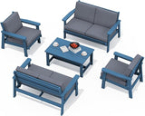 SERWALL HDPE Patio Furniture Set, 5 Piece All Weather Wood-Like Sectional Outdoor Furniture Set - Photo 1