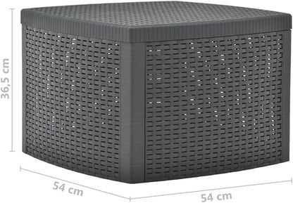 Side Table,Garden Table,Weather Resistant,with Convenient Storage Area for Refreshments,with an Attractive, Flat, Rattan-Look Design,Anthracite 21.3"x21.3"x14.4" Plastic