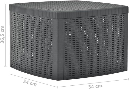 Side Table,Garden Table,Weather Resistant,with Convenient Storage Area for Refreshments,with an Attractive, Flat, Rattan-Look Design,Anthracite 21.3"x21.3"x14.4" Plastic