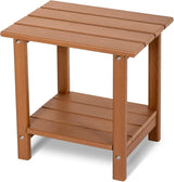 2 Tier Outdoor Side Table with Wood-Like Grain, 16.6" HDPE Adirondack Table Patio Side Table - Photo 1