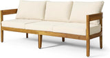 Brooklyn Outdoor 3 Seater Sofa with Cushions - Acacia Wood - Teak/Beige - Photo 1