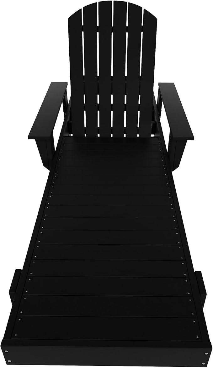 WestinTrends Dylan HDPE Outdoor Patio Poly Adirondack Reclining Chaise Lounge with Arms, Black