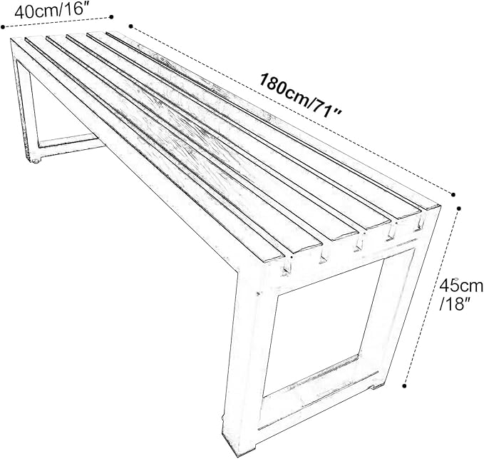 Patio Metal Bench, Garden Benches for Outdoors, Porch Furniture for Outside Park, Picnic, Yard, Front Porch Backyard Outside Decor(J,180cm/70.8in)
