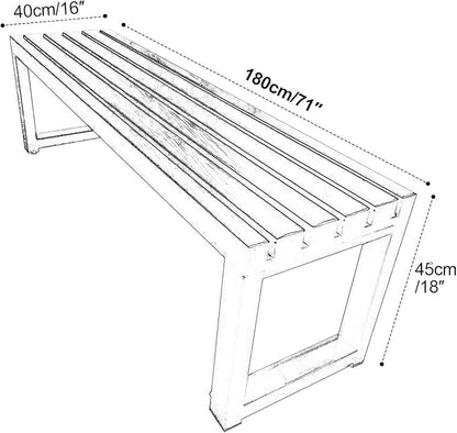 Patio Metal Bench, Garden Benches for Outdoors, Porch Furniture for Outside Park, Picnic, Yard, Front Porch Backyard Outside Decor(K,180cm/70.8in)