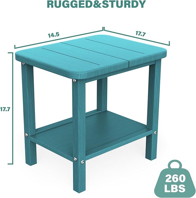 Patio Side Table, Outdoor HDPE Adirondack End Table for Patio,Outdoor Side Table for Backyard, Garden, Pool, Lawn,Aurba