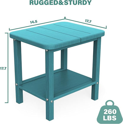 Patio Side Table, Outdoor HDPE Adirondack End Table for Patio,Outdoor Side Table for Backyard, Garden, Pool, Lawn,Aurba