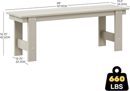 Costaelm Garden Bench, Front Porch Bench Entryway Park Bench, Patio Backless Garden Seat for Outdoors/Indoor, Low Farmhouse Bench, Sand
