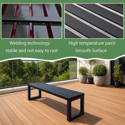 Patio Benches for Outdoors Metal Garden Bench 39" 47" 59" 71" Porch Furniture 2-4 Seating Without Backrest Weatherproof for Park Lawn Garden Yard Tennis Court Seater Chair(Orange,3.93ft)
