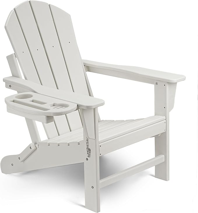 Adirondack Chair, HDPE Folding Adirondack Chair with Multifunctional Cup Holder - Photo 1