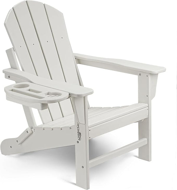 Adirondack Chair, HDPE Folding Adirondack Chair with Multifunctional Cup Holder - Photo 1