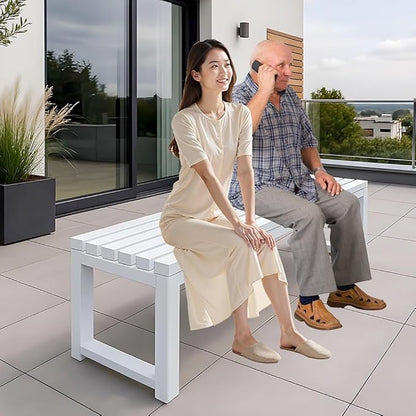 Metal Garden Bench Weatherproof Outdoor Benches Park Bench Patio Seat Front Porch Seat 3.3ft 3.9ft 4.9ft 5.9ft Backless Chair for Yard Entryway Indoor(Red,3.93ft)