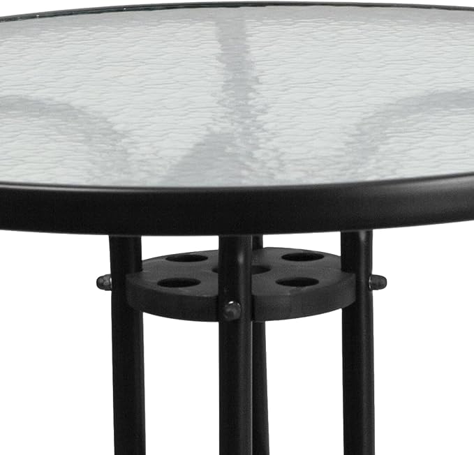 Flash Furniture Bellamy 31.5" Round Indoor/Outdoor Tempered Glass Metal Frame Side Table - Photo 5