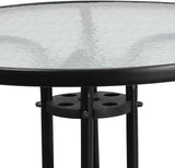 Flash Furniture Bellamy 31.5" Round Indoor/Outdoor Tempered Glass Metal Frame Side Table - Photo 5