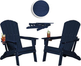 Plawdlik Folding Adirondack Chair, SGS Tested, Wooden Textured with Cup Holder - Photo 1