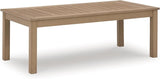 Signature Design by Ashley Hallow Creek Casual UV Resistant Resin Outdoor Coffee Table, Light Brown - Photo 1