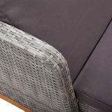 Outdoor Chaise Lounge Beach Lounge Chair Sun Chair Sun Lounger Poly Rattan and Solid Acacia Wood Gray - Photo 8