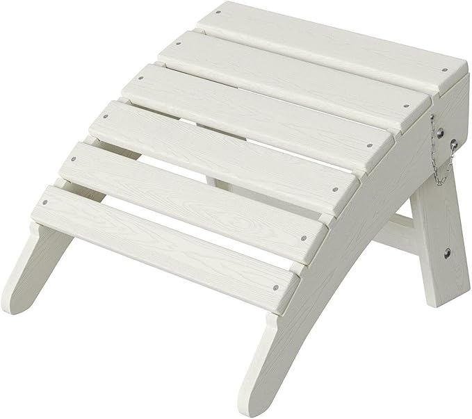 GarveeLife Folding Adirondack Ottoman for Adirondack Chair, HDPE All-Weather Footrest for in/Outdoor Patio Deck Backyard, White