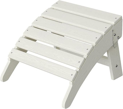 GarveeLife Folding Adirondack Ottoman for Adirondack Chair, HDPE All-Weather Footrest for in/Outdoor Patio Deck Backyard, White