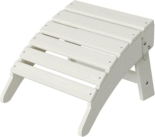 GarveeLife Folding Adirondack Ottoman for Adirondack Chair, HDPE All-Weather Footrest for in/Outdoor Patio Deck Backyard, White