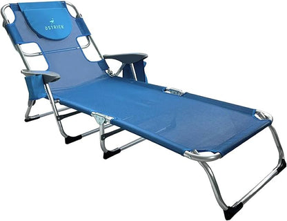 Ostrich the Margate Chaise Lounge, Facedown Pool Tanning Chair, Portable Outdoor Lounger for Beach and Camping, Breathable Mesh Fabric, Blue