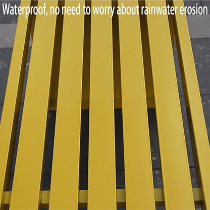 Outdoor Bench Without Backrest, Pure Wrought Iron Metal Garden Bench with Pre-drilled Fixing Holes for Patios, Porches, Balconies and Parks(Yellow,180cm/70.8in)