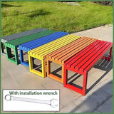 Patio Benches for Outdoors Metal Garden Bench 39" 47" 59" 71" Porch Furniture 2-4 Seating Without Backrest Weatherproof - Photo 7